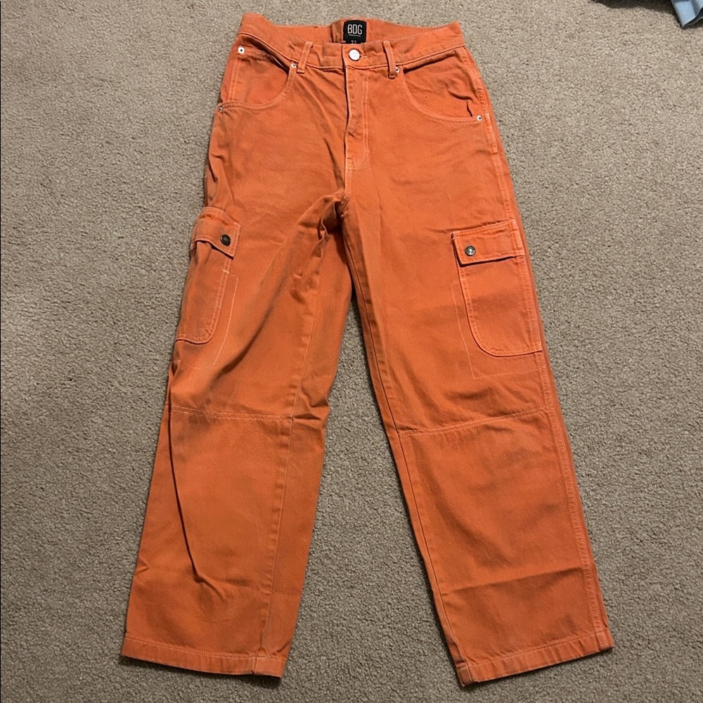 BDG Women’s Vibrant Orange high waisted Cargo Pants
